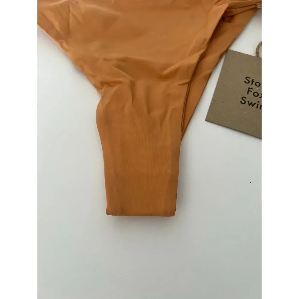 NWT Revolve x Stone Fox Swim Women's June Bikini Bottom Sandstone Side Tie SZ XS